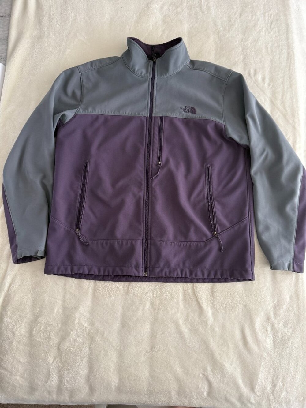 The North Face Apex Bionic Soft Shell Jacket Men's XL Gray Purple Fleece Lined